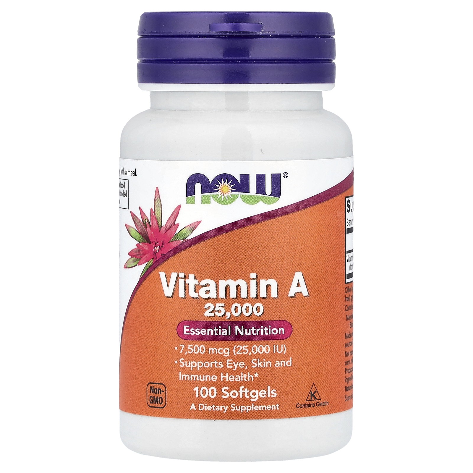 Vitamin A, 7,500 mcg (25,000 IU), 100 Softgels