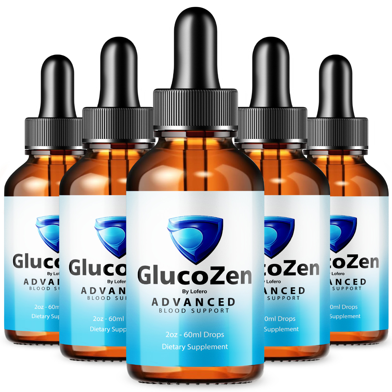 (5 Pack) GlucoZen Advanced Drops Gluco Zen Blood Sugar Liquid Supplement (10 oz)