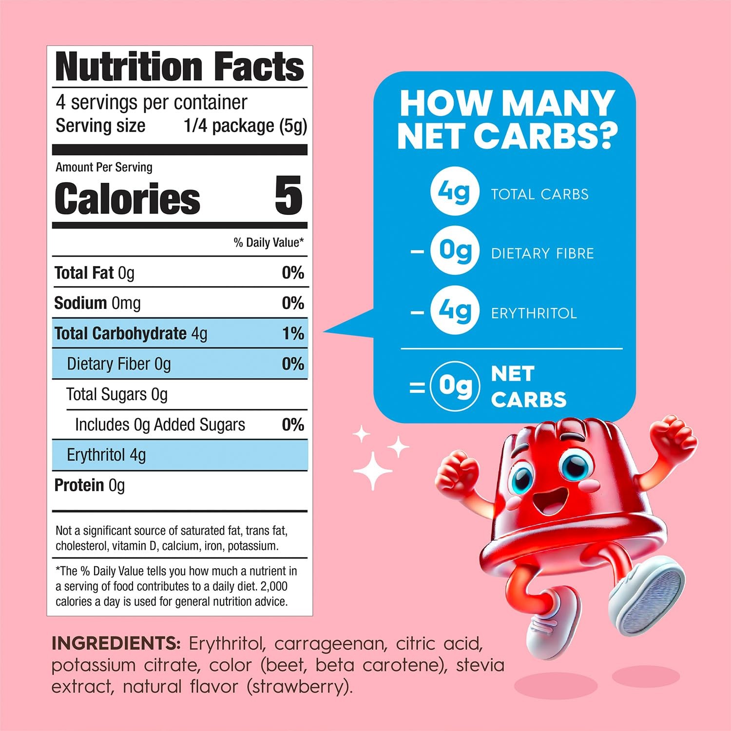 Plant Based Natural Strawberry Jel Dessert – 6 Pack – Zero Sugar, 0g Net Carb…