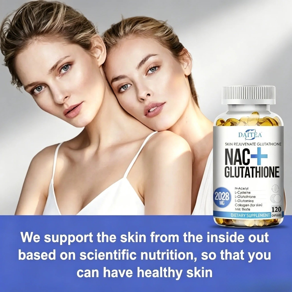 Daitea NAC + Glutathione – Supports Liver & Skin Health,120 Capsules,Antioxidant