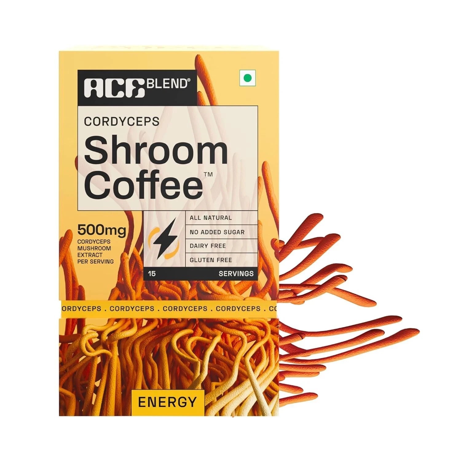 SHROOM COFFEE 15 Serving Sachets KSM 66 Ashwagandha 100% Arabica Instant Coffee