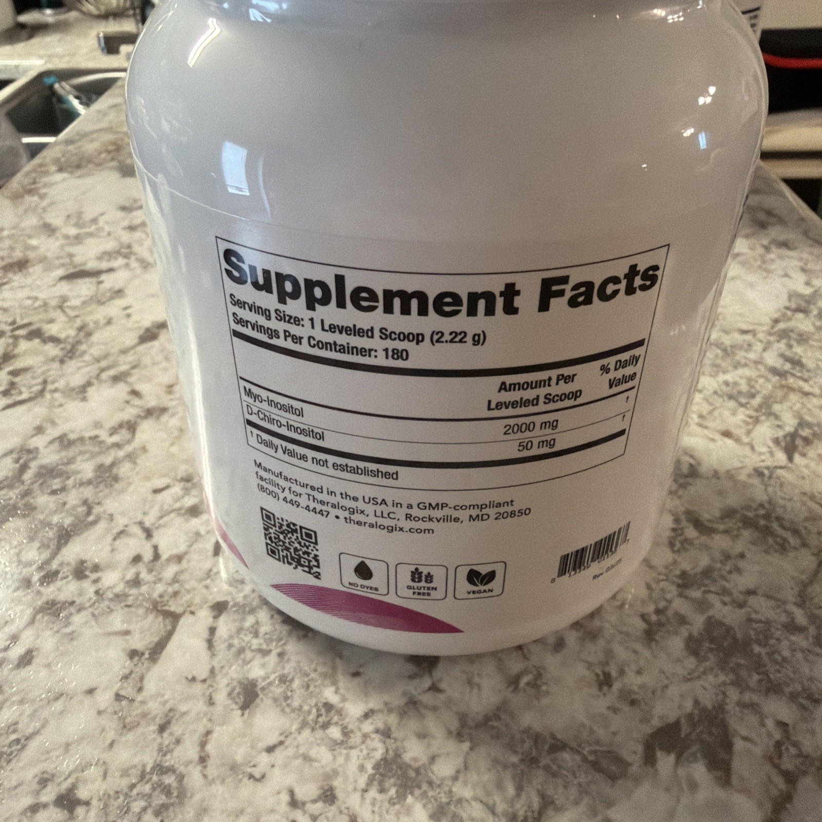 Theralogix Ovasitol Inositol Powder 400g (180 Servings) 90 Day Supple EXP 05/28
