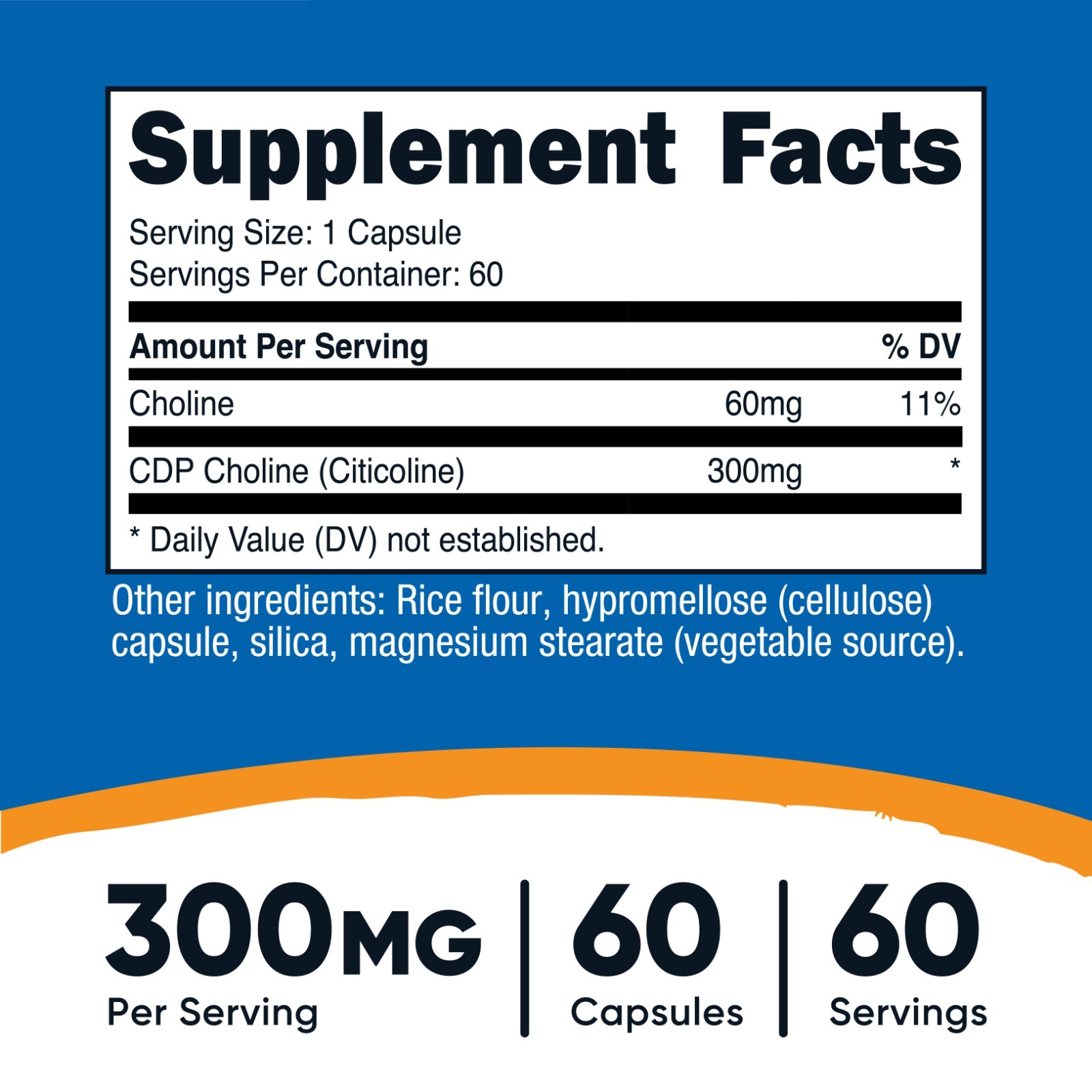 Nutricost CDP Choline (Citicoline) 60 Capsules – 300mg