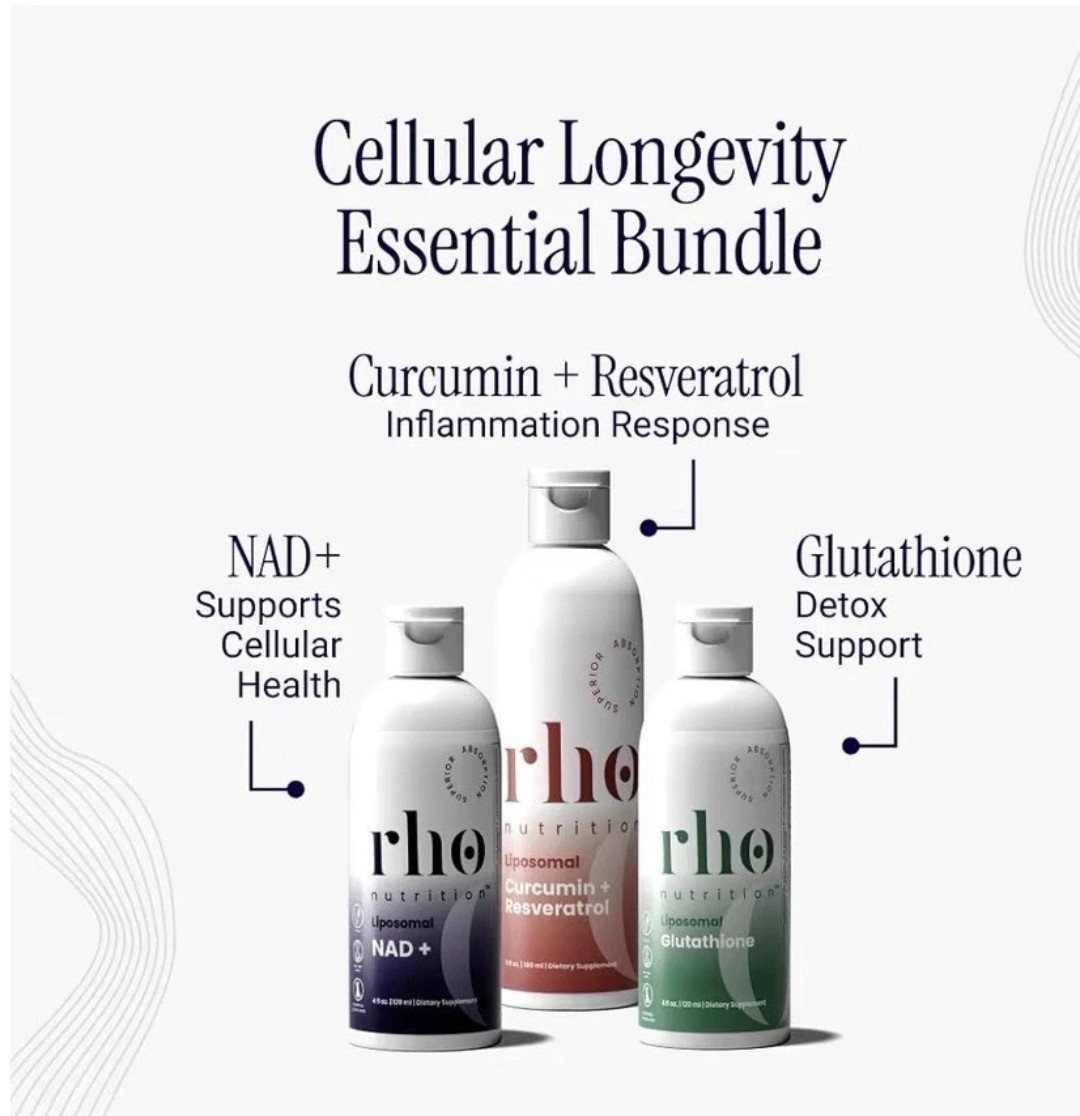 Rho Nutrition Liposomal Supplement Trio NAD+ Glutathione Curcumin & Resveratrol