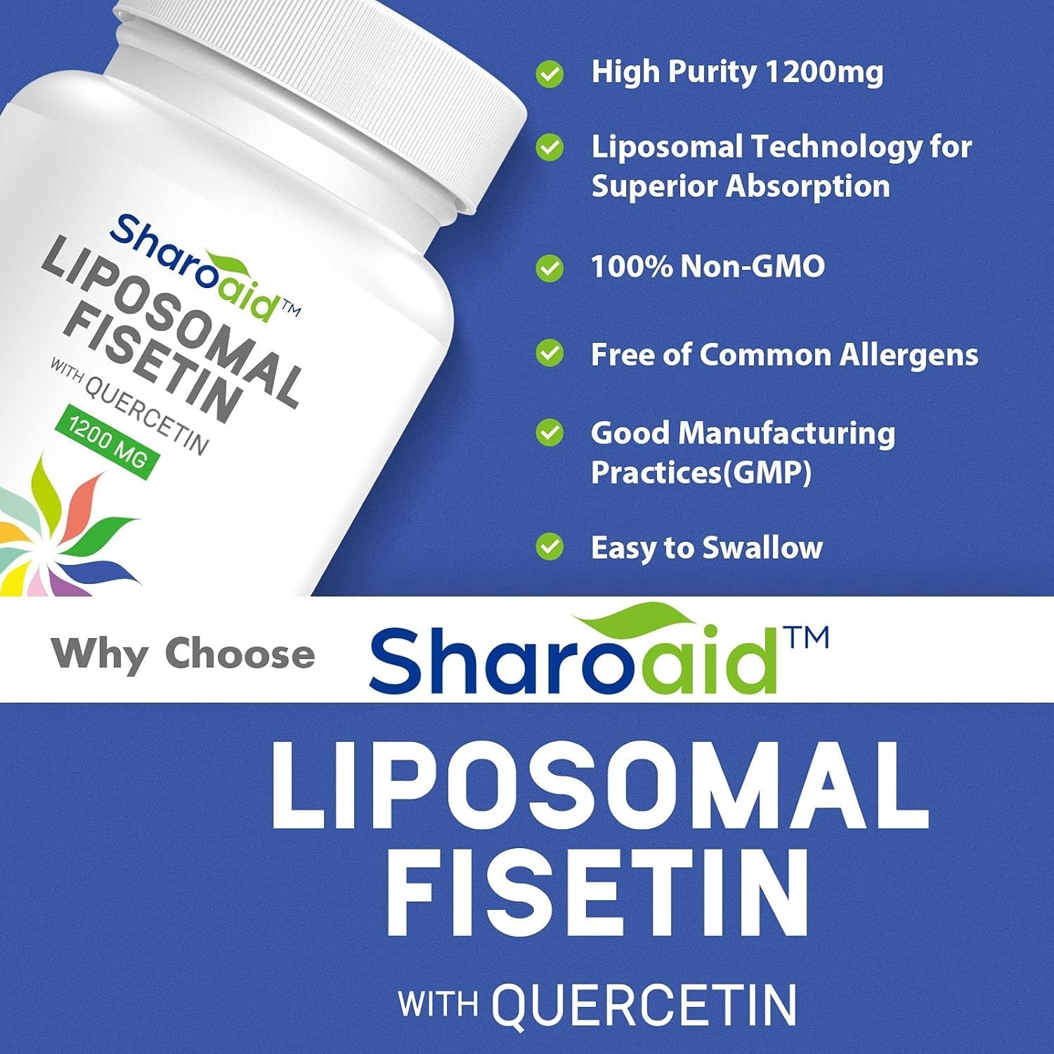 Liposomal Fisetin with Quercetin Supplements 1200 mg per Serving,High Absorption