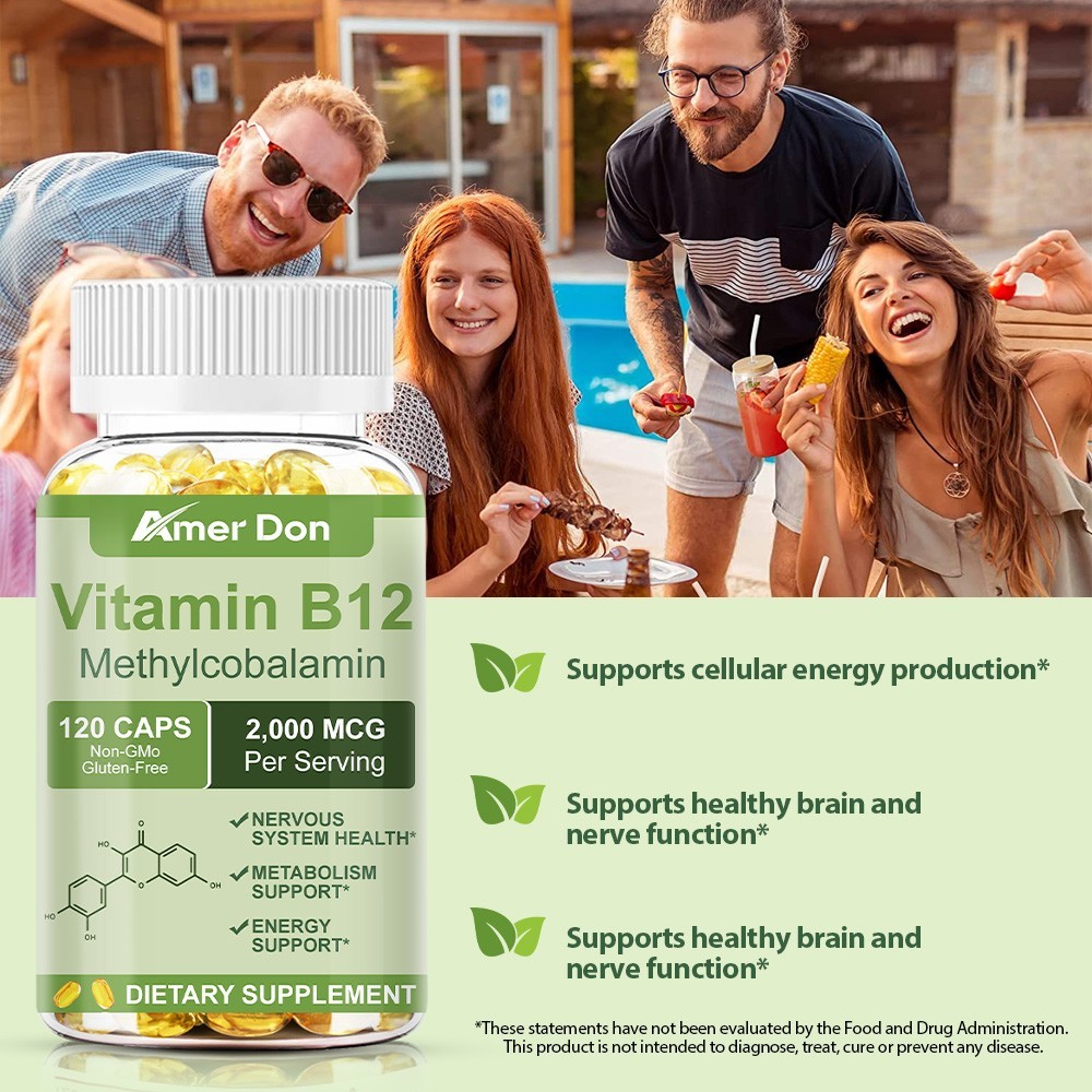Vitamin B12 Supplement (2000mcg) 60/120 Capsules – Methylcobalamin,Vegan Non-GMO