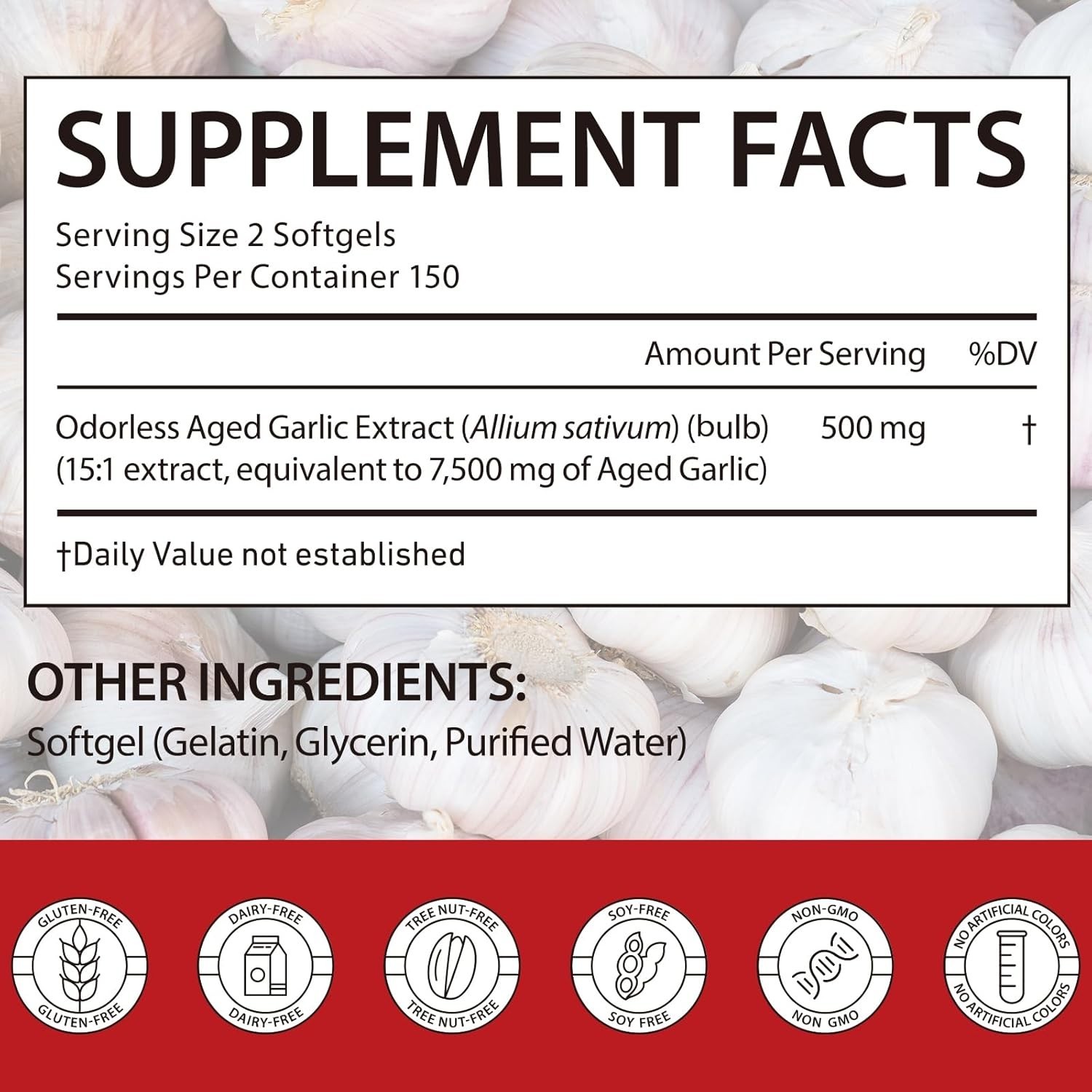 Suplemento cardiovascular de reserva de extracto de ajo envejecido, 300 cápsulas
