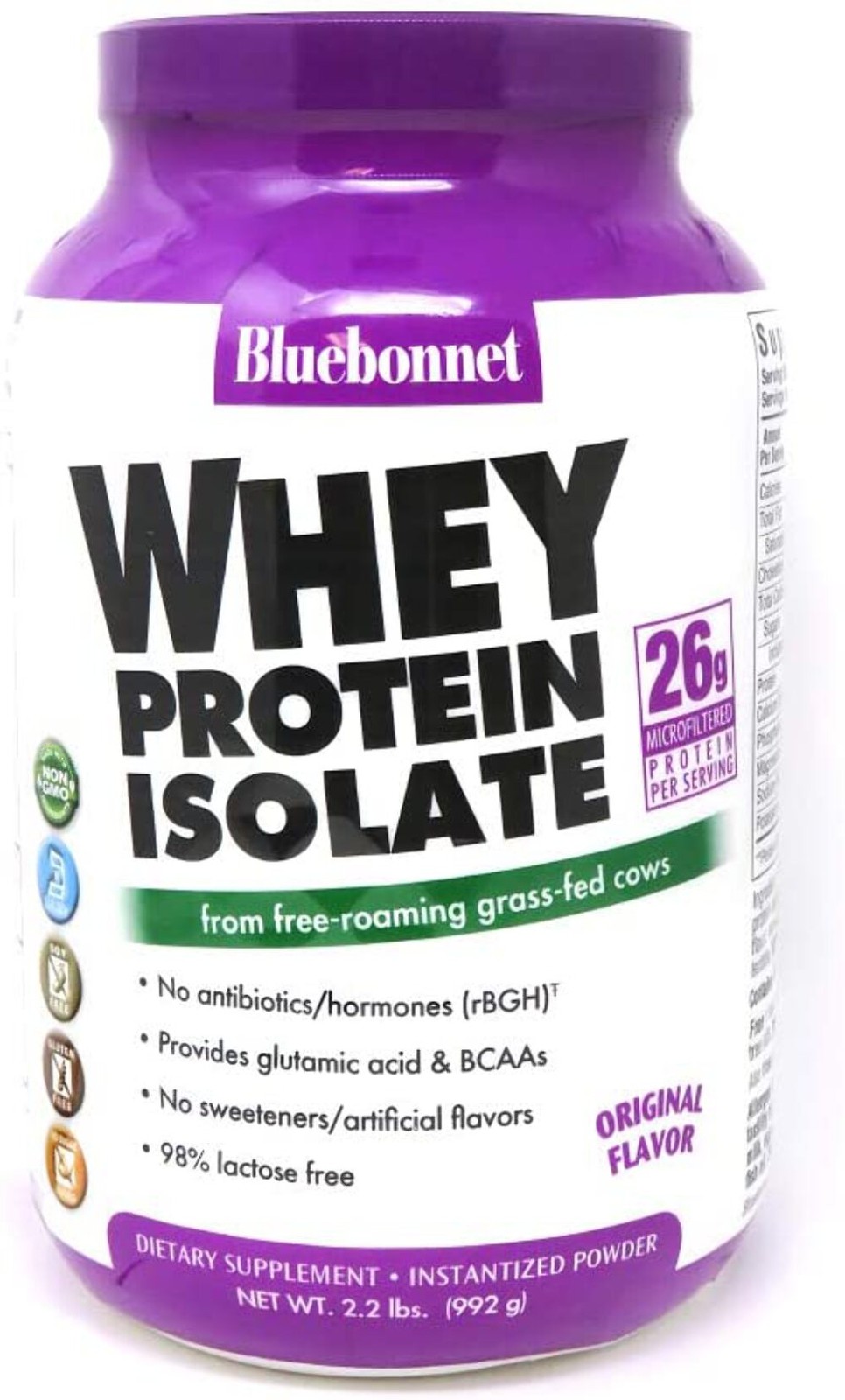 Bluebonnet Nutrition – WHEY PROTEIN ISOLATE ORIGINAL FLAVOR 2.2 lbs 05/27