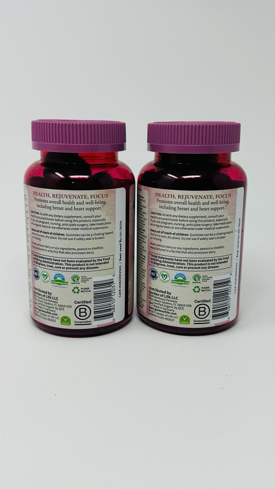 2-PACK Garden of Life Organics Womens Multi 40+ Organic Berry 240 Gummies 10/26