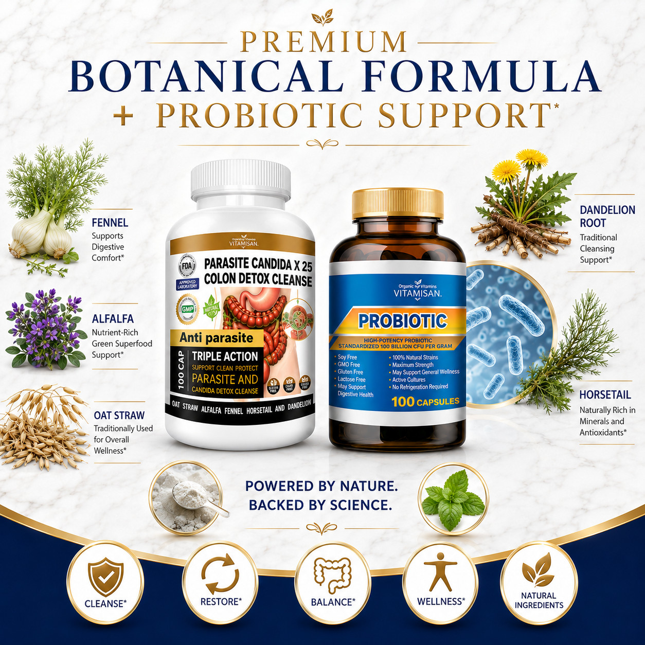 Bacterium probiotic support prevent made in USA 200 capsules vital Bacti pill
