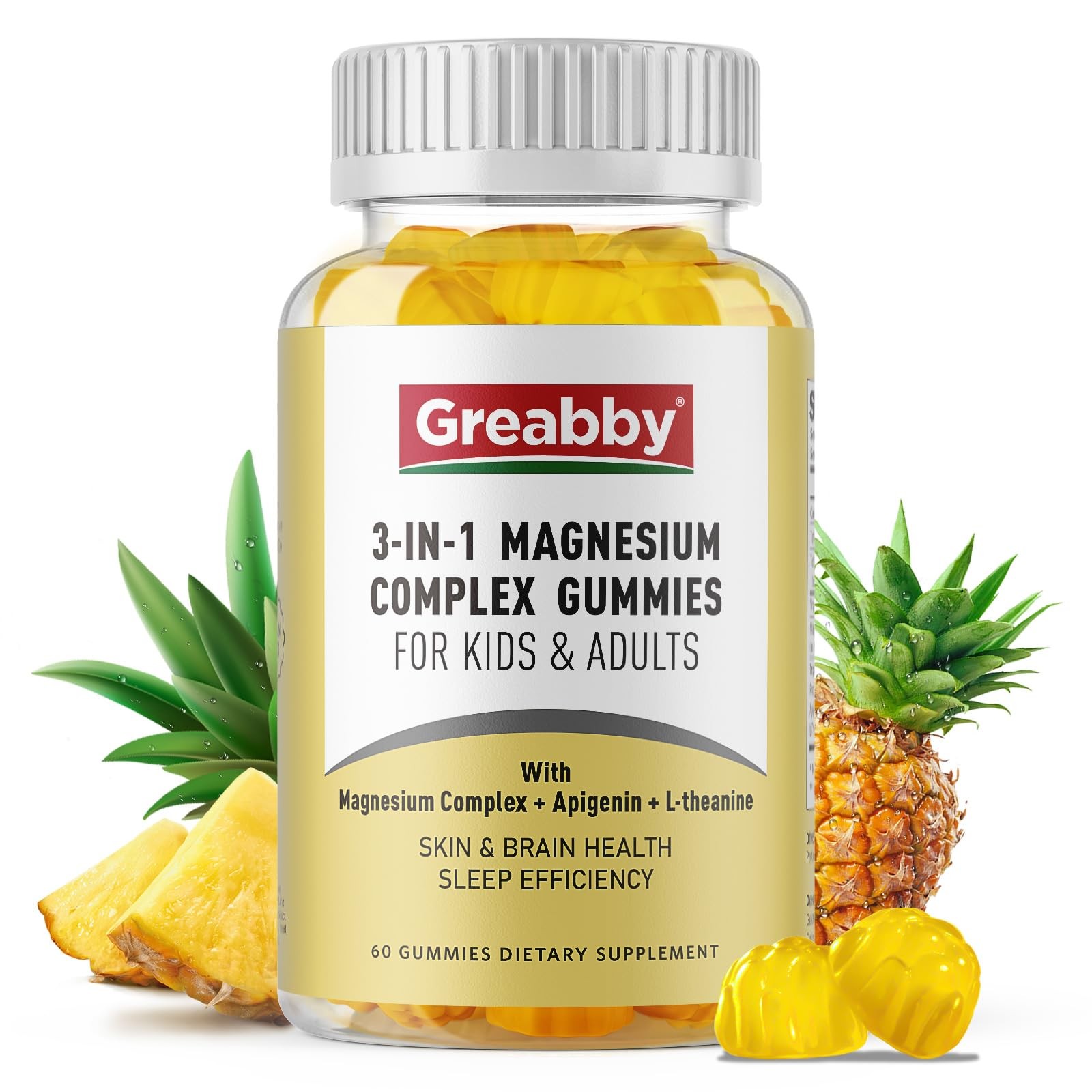 Greabby Triple Magnesium Complex Gummies – 800mg 1 Count (Pack of 60)