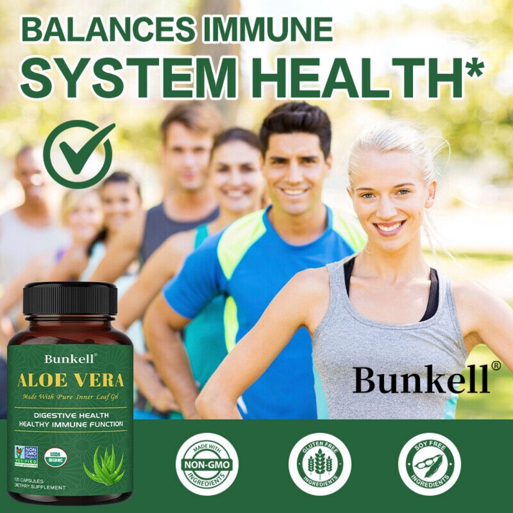 Aloe Vera Vegan Capsules Cleanse Intestines Strengthen Immune System 120 Pills