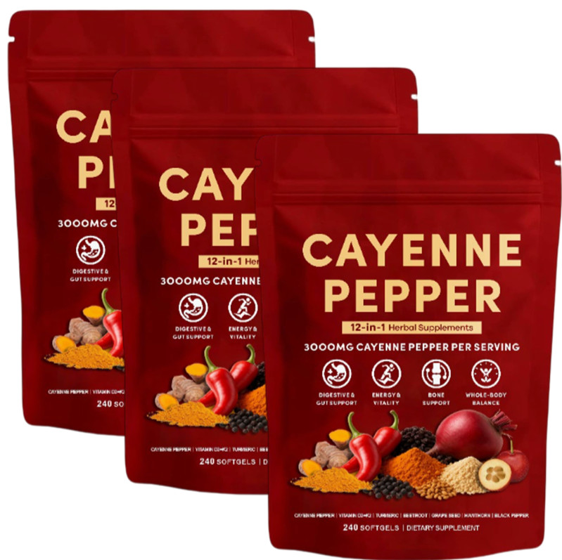 Capsaicin Cayenne Pepper Supplement 240 Count with Beetroot Grape Seed D3 K2
