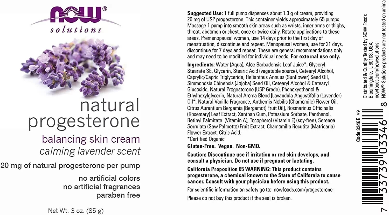 [ 2 Pack ] Progesterone from Wild Yam, Balancing Skin Cream, Calming Lavender, 3