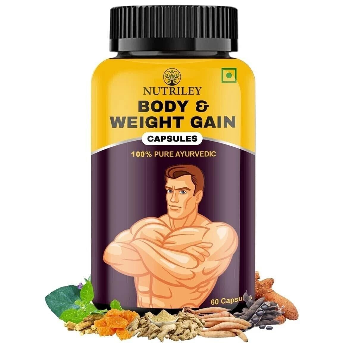 BODY GROW Fast Weight Gain Pills Muscle Gainer 60 WEGHT GAIN CAPSULES FOR – Men