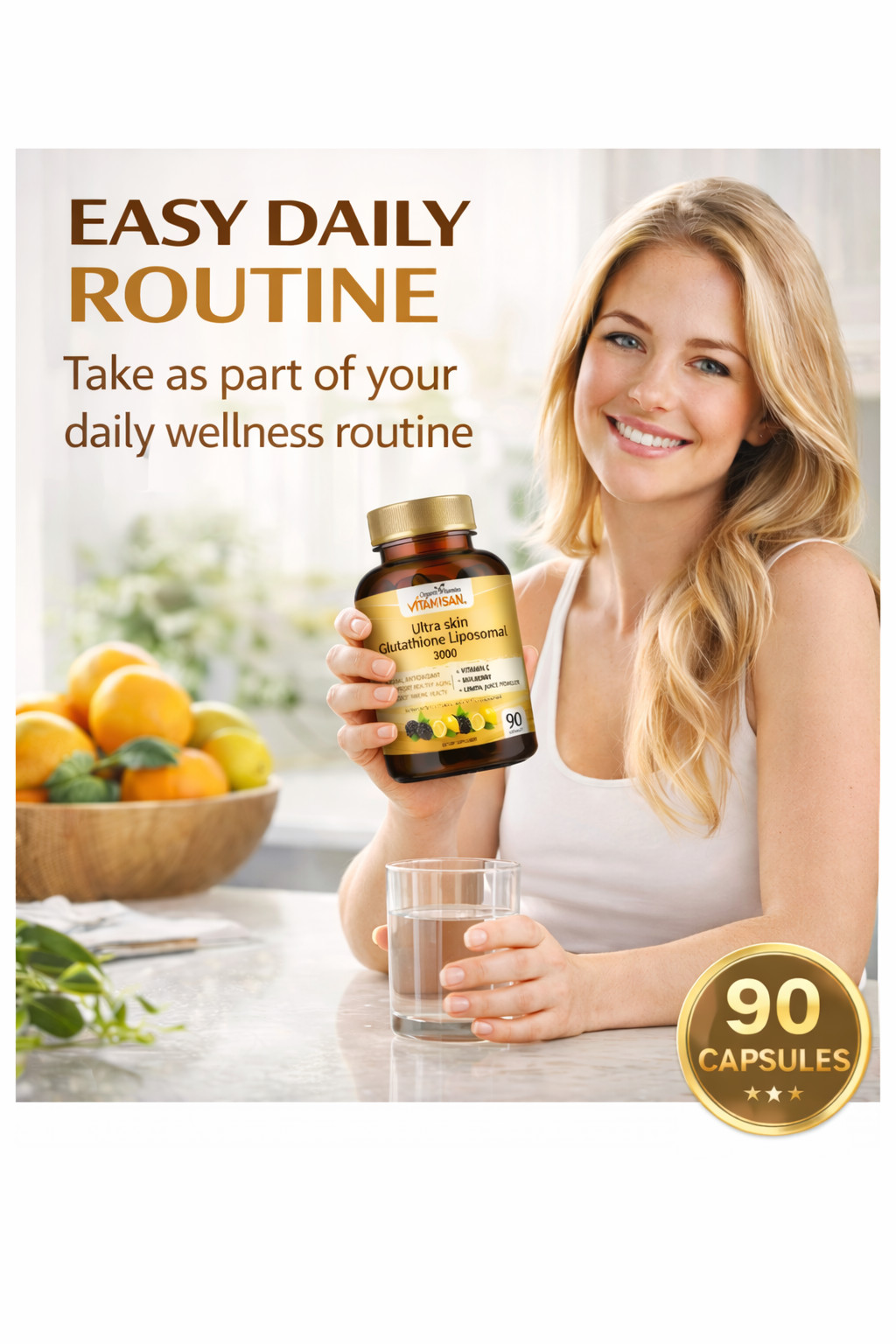 Liposomal Glutathione 3000mg High Absorption Antioxidant + Vitamin C 90 Caps