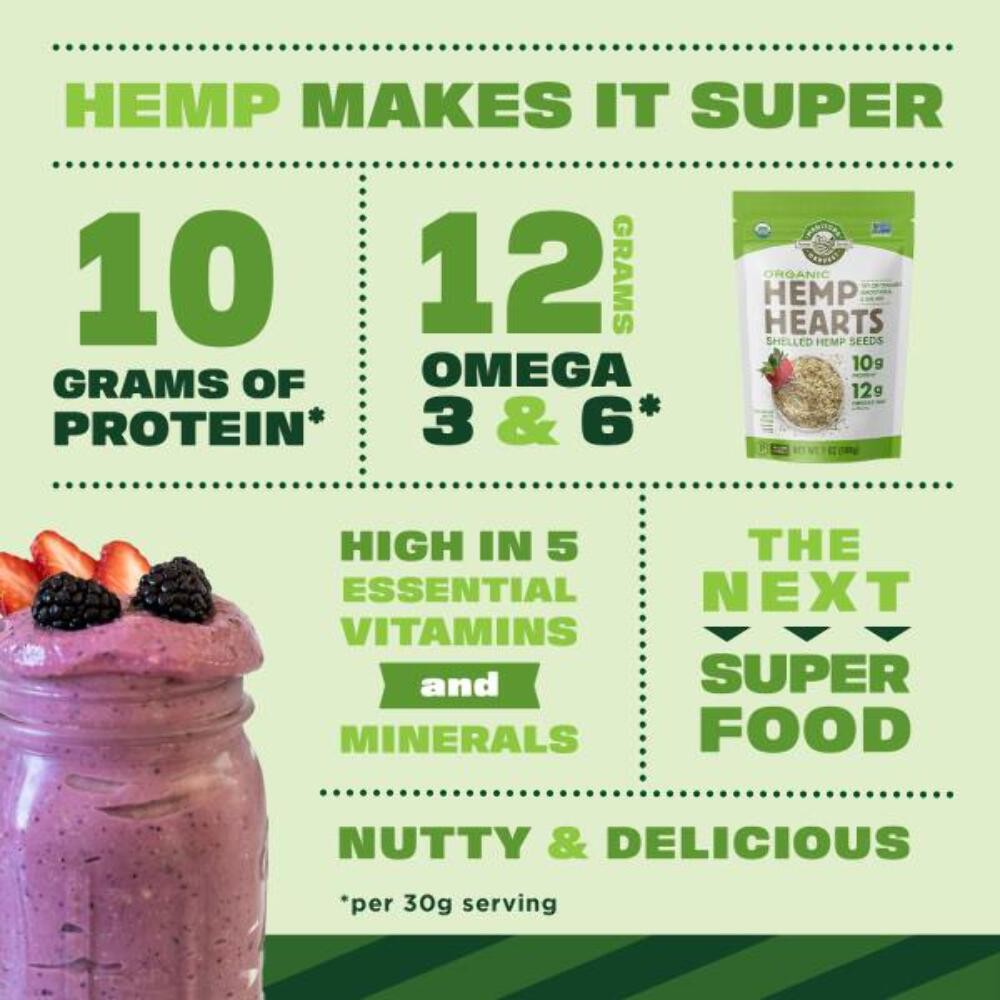 2x Manitoba Harvest Organic Hemp Seeds, 7oz, 10g Plant Based Protein and 12g Ome