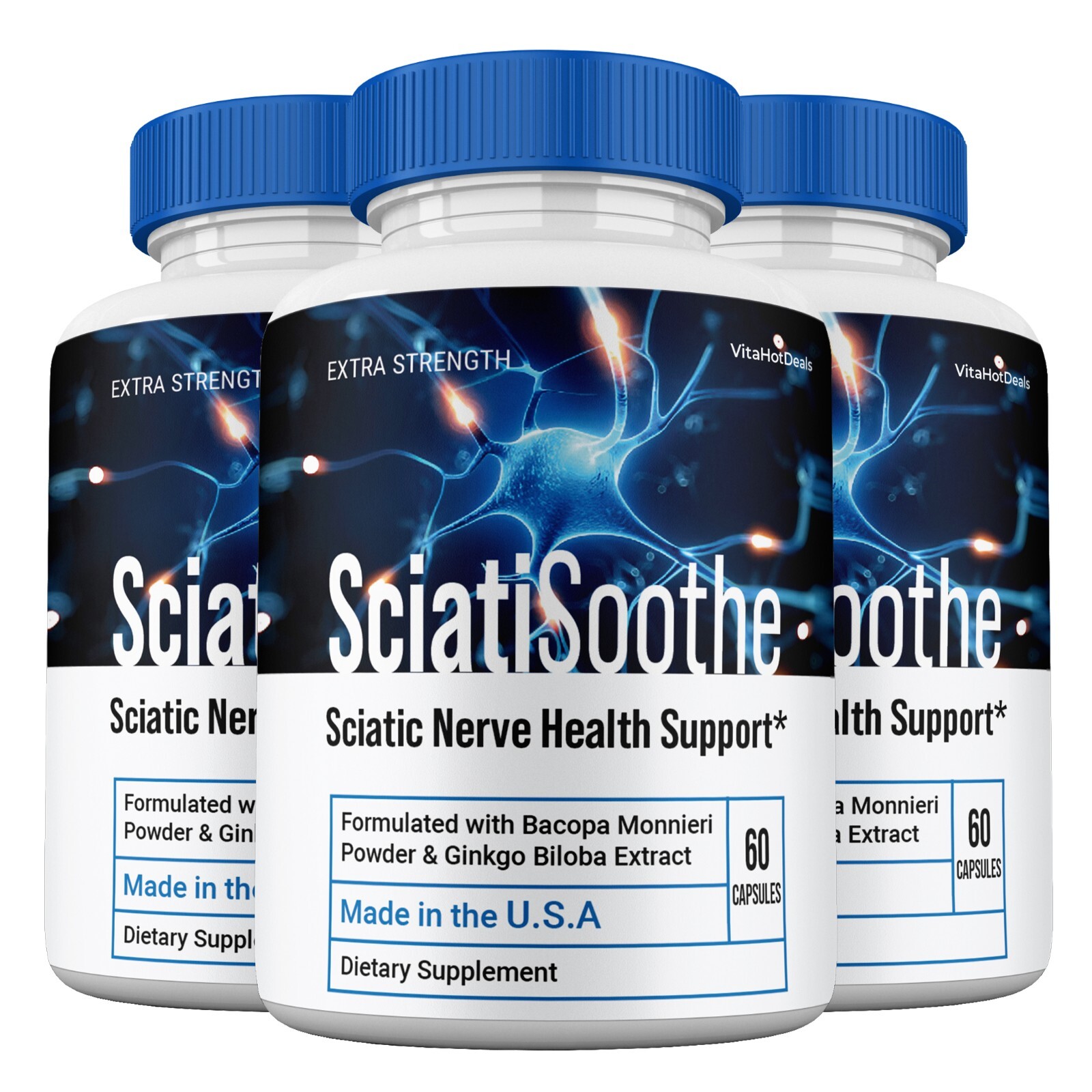 SciatiSoothe Capsules, Max Strength Pills Cognitive and Brain Health (3 Pack)
