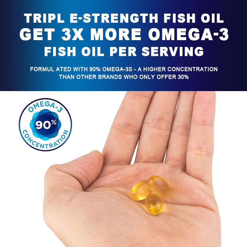Omega 3 Fish Oil Capsule 1200mg+1000mg , EPA & DHA ,Brain Heart Joint Support