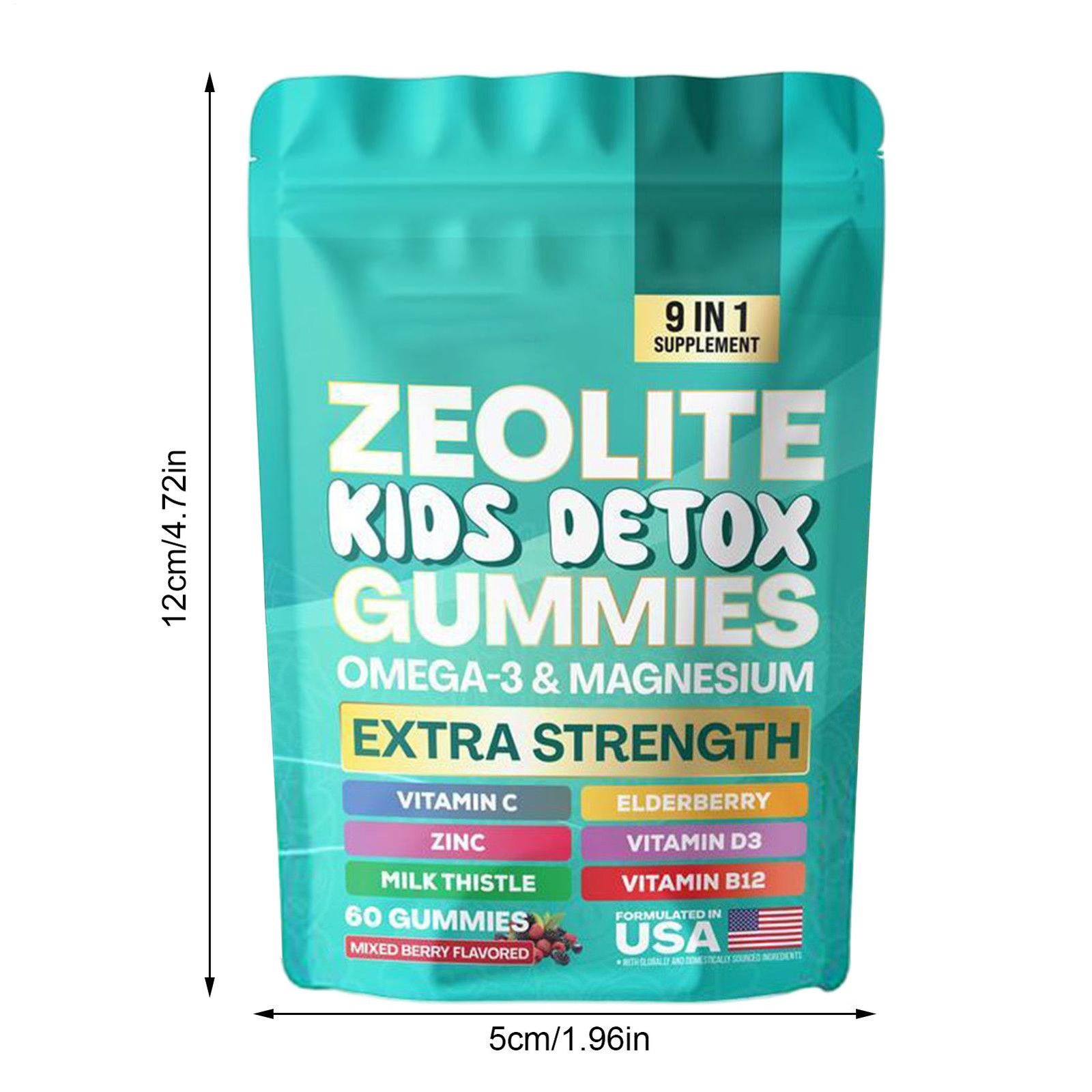 Kids Zeolite Detox Gummies Mixed Berry Flavored All-in-One 60 Gummies
