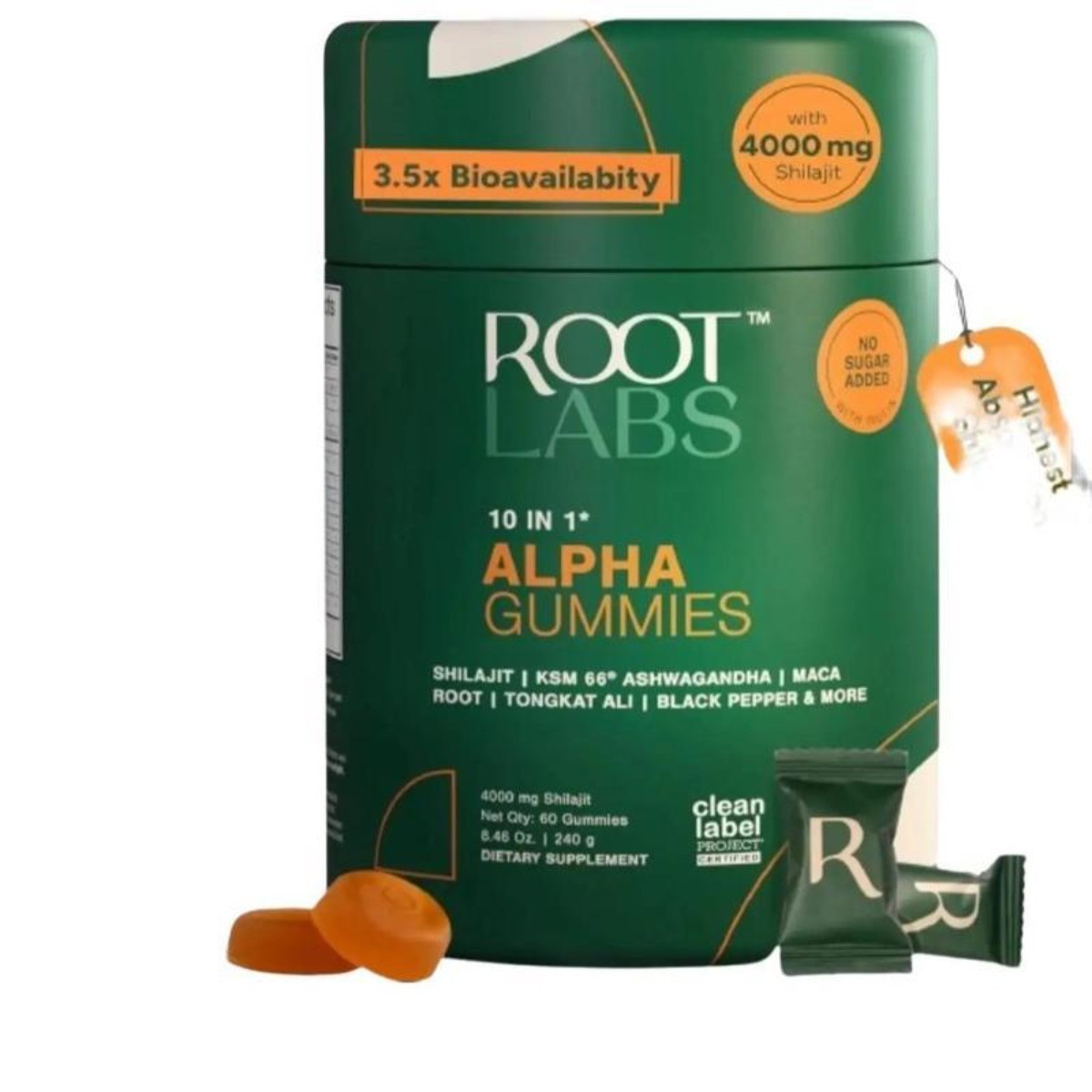 Root Labs Alpha Gummies 4000mg.Pure Himalayan Shilajit Formula, 60ct++