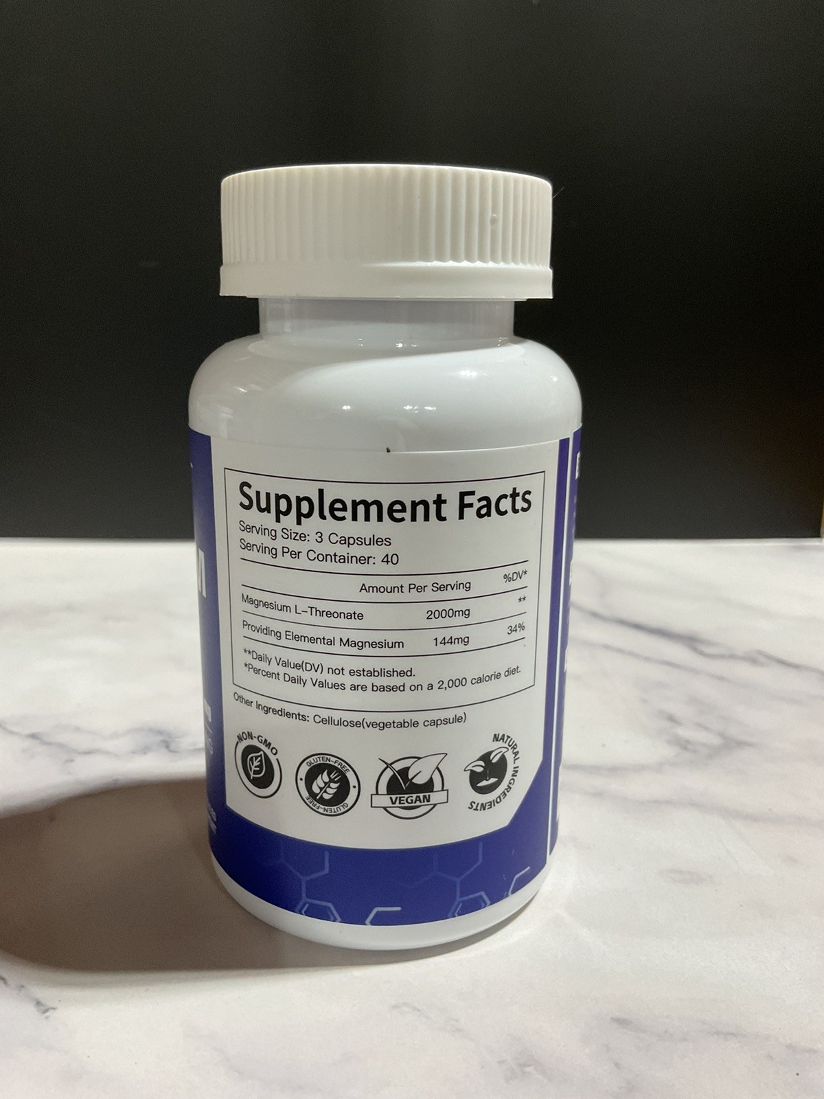 2 PACK Magnesium L Threonate – 120x Capsules – 2000 MG per Serving – Non-GMO