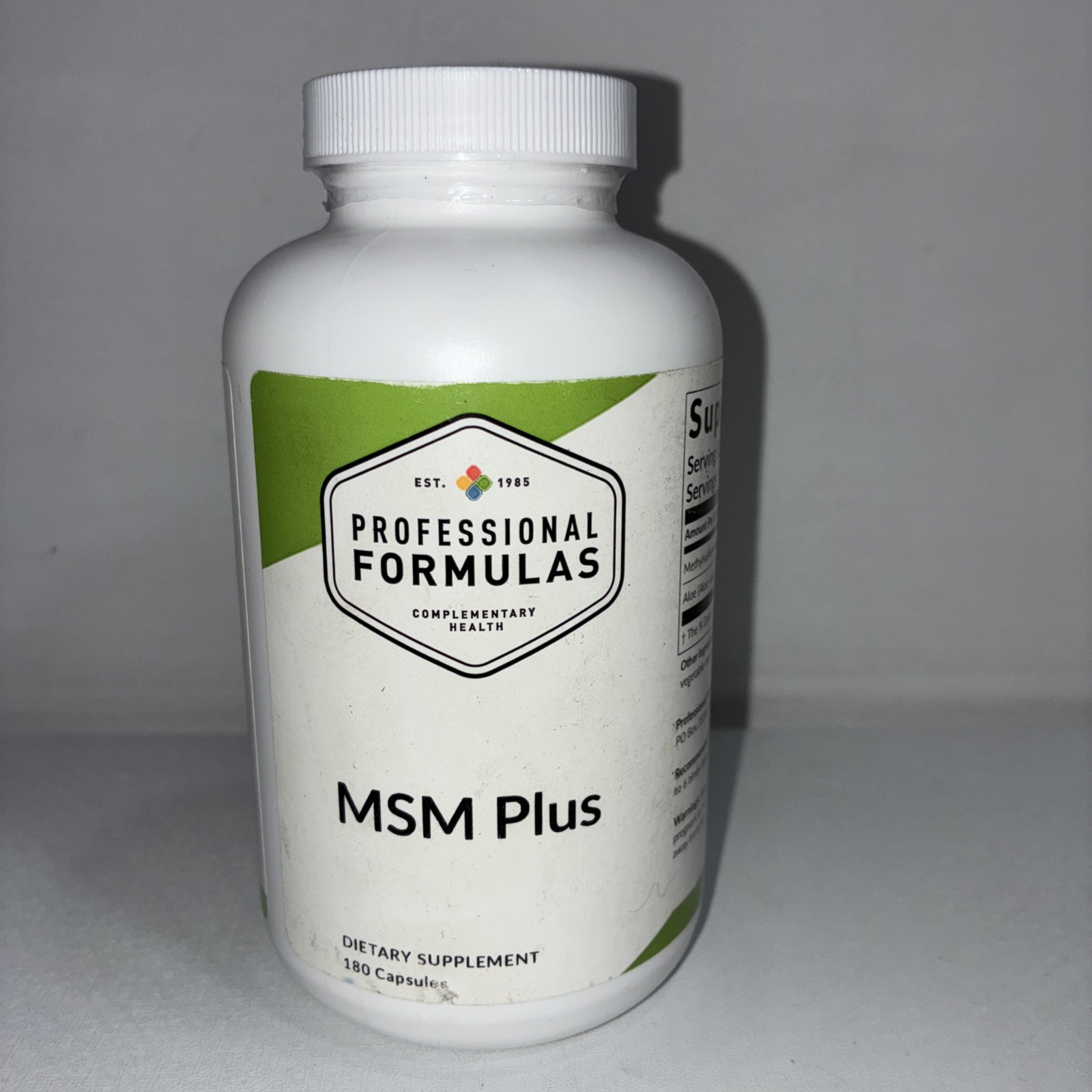 Professional Formulas MSM Plus Dietary Supplement, 180 Caps/ New & Sealed