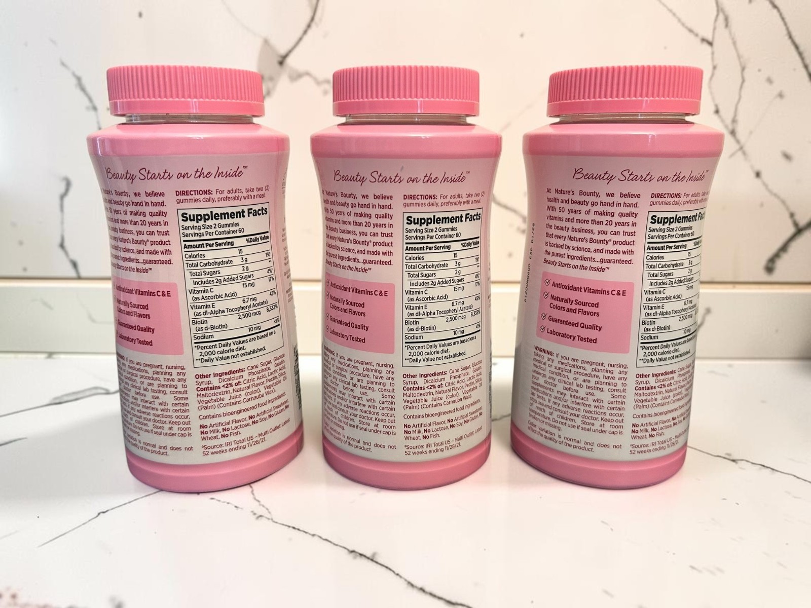 Nature’s Bounty Hair Skin & Nails Gummies 120 Ct 3 Pack Strawberry Biotin Sealed