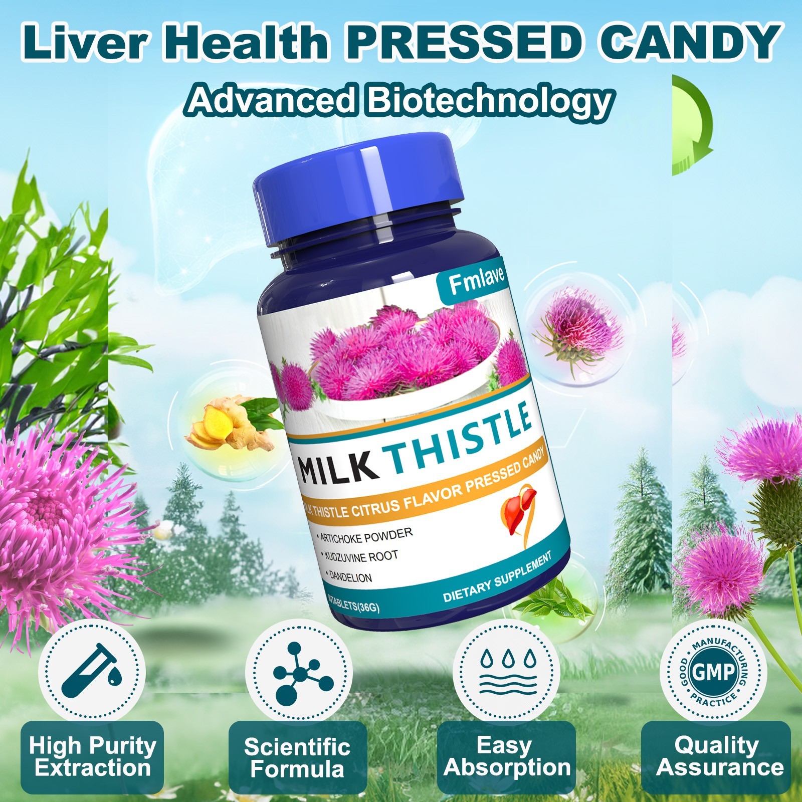 Liver Cleanse Detox Repair Formula w/Turmeric, Milk Thistle, Dandelion Artichoke