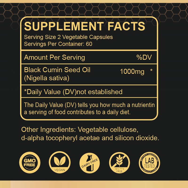 1000mg Black Seed Oil Premium Cold Pressed Non-GMO Vegan,Premium Black Seed