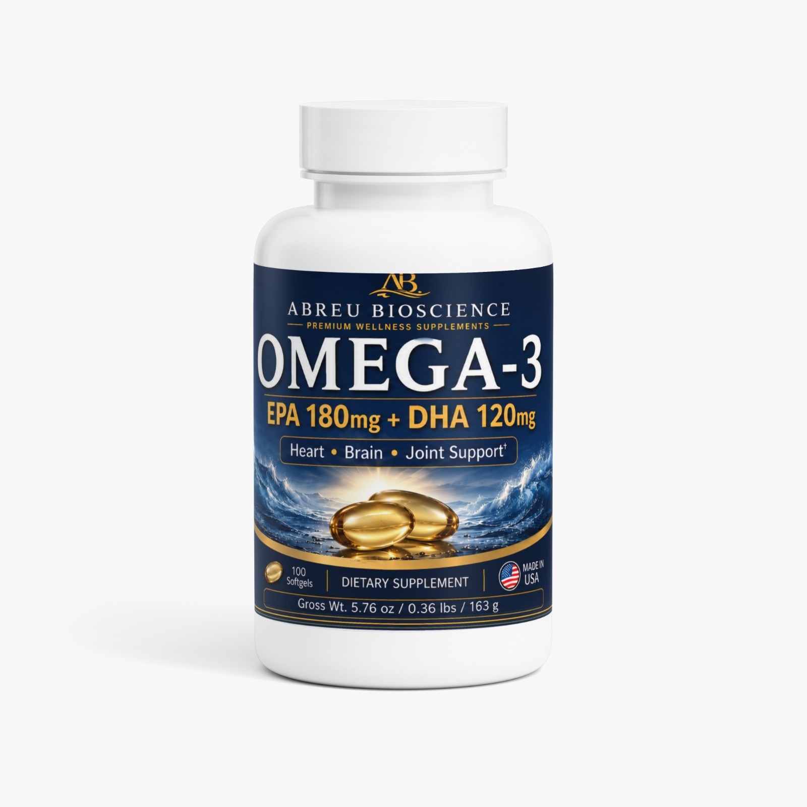 Abreu BioScience Omega-3 EPA 180mg + DHA 120mg: