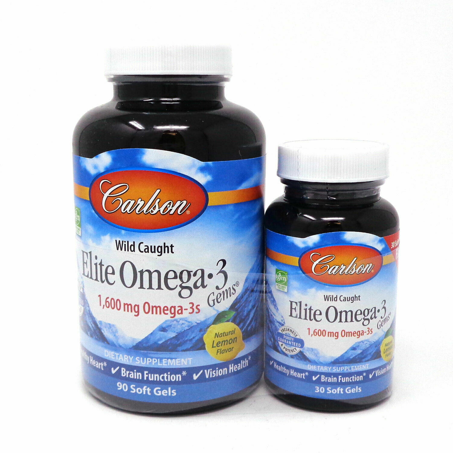 Carlson Elite Omega-3 Gems 1600 mg Fish Oil – 90 + 30 Soft Gels