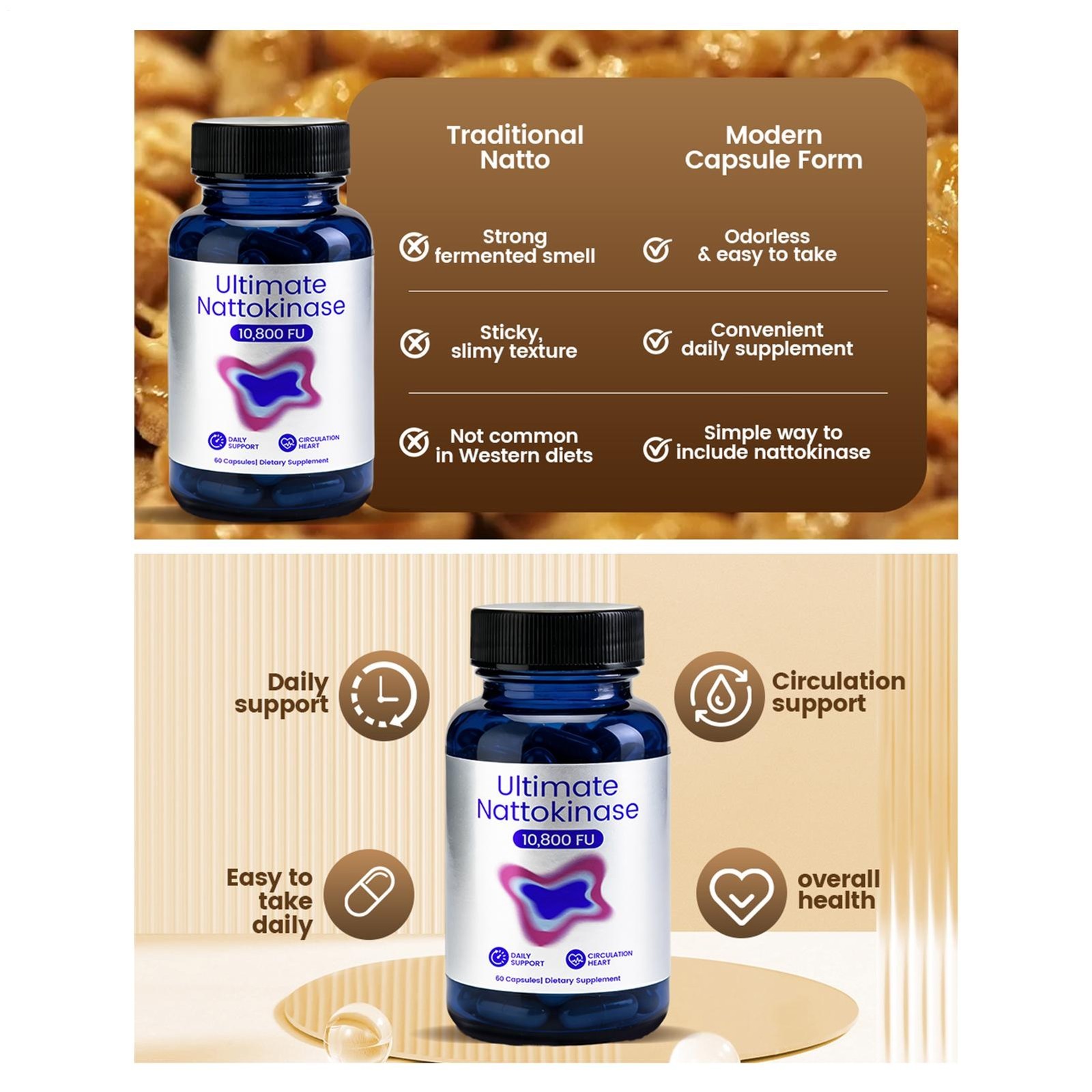 1-5 pack Nattokinase Supplement – 10800 FU 60 Capsules Per Serving US STOCK