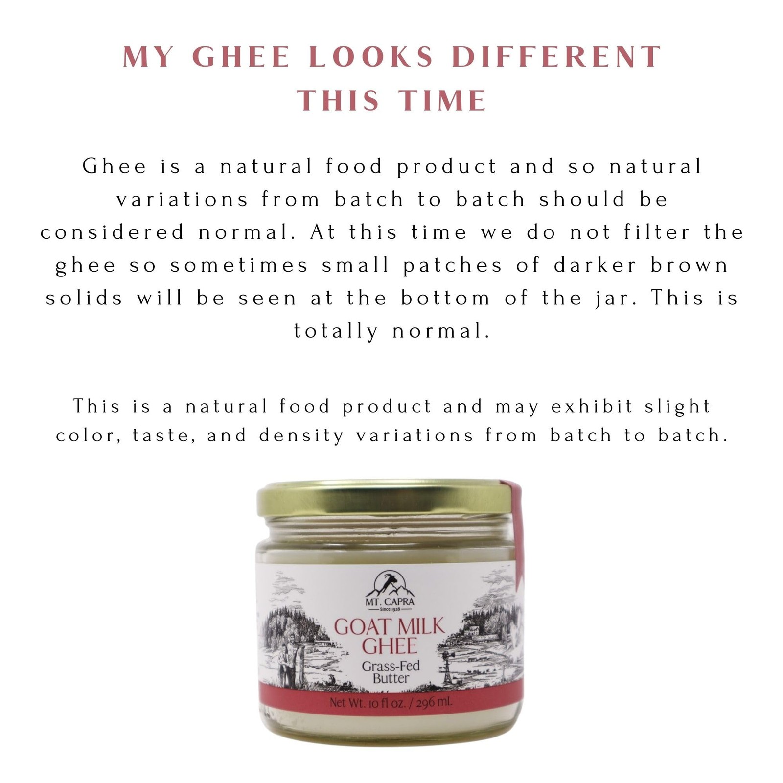 Mt. Capra Goat Milk Ghee | Grass-Fed Clarified Butter 10.01 Fl Oz (Pack of 1)