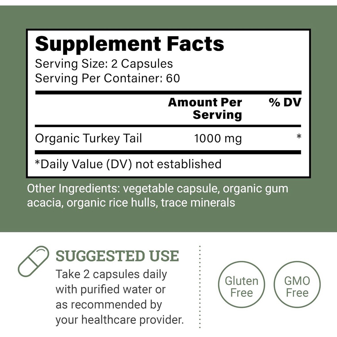 Turkey Tail Mushroom 120 Capsules Superfood Supports Brain Health Premium x4/26