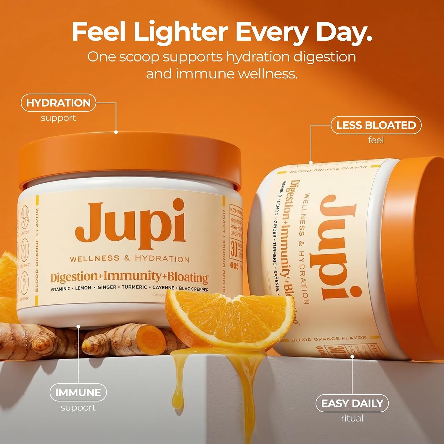 Turmeric Ginger Vitamin C Hydration Wellness Powder Supplement Drink Mix