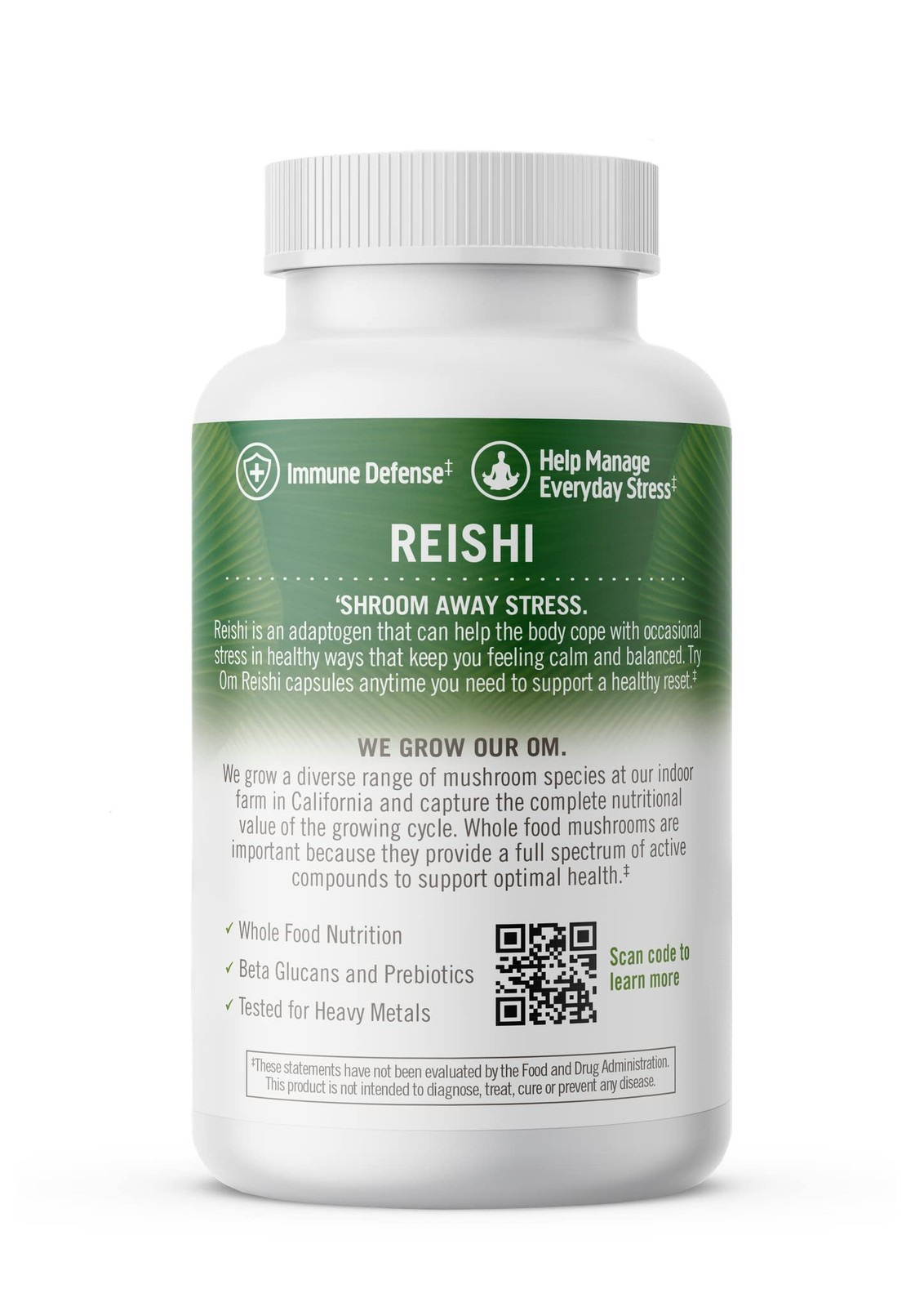 Om Mushroom Superfood Reishi Organic Mushroom Powder Capsules 90 Count Adaptogen