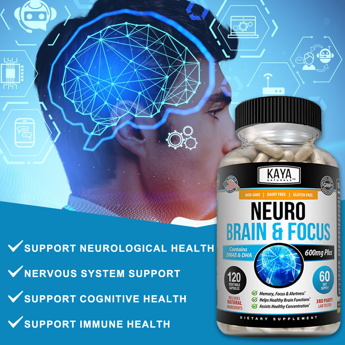 Nootropic Supplement-Supports Healthy Focus&Concentration,Healthy Brain Function
