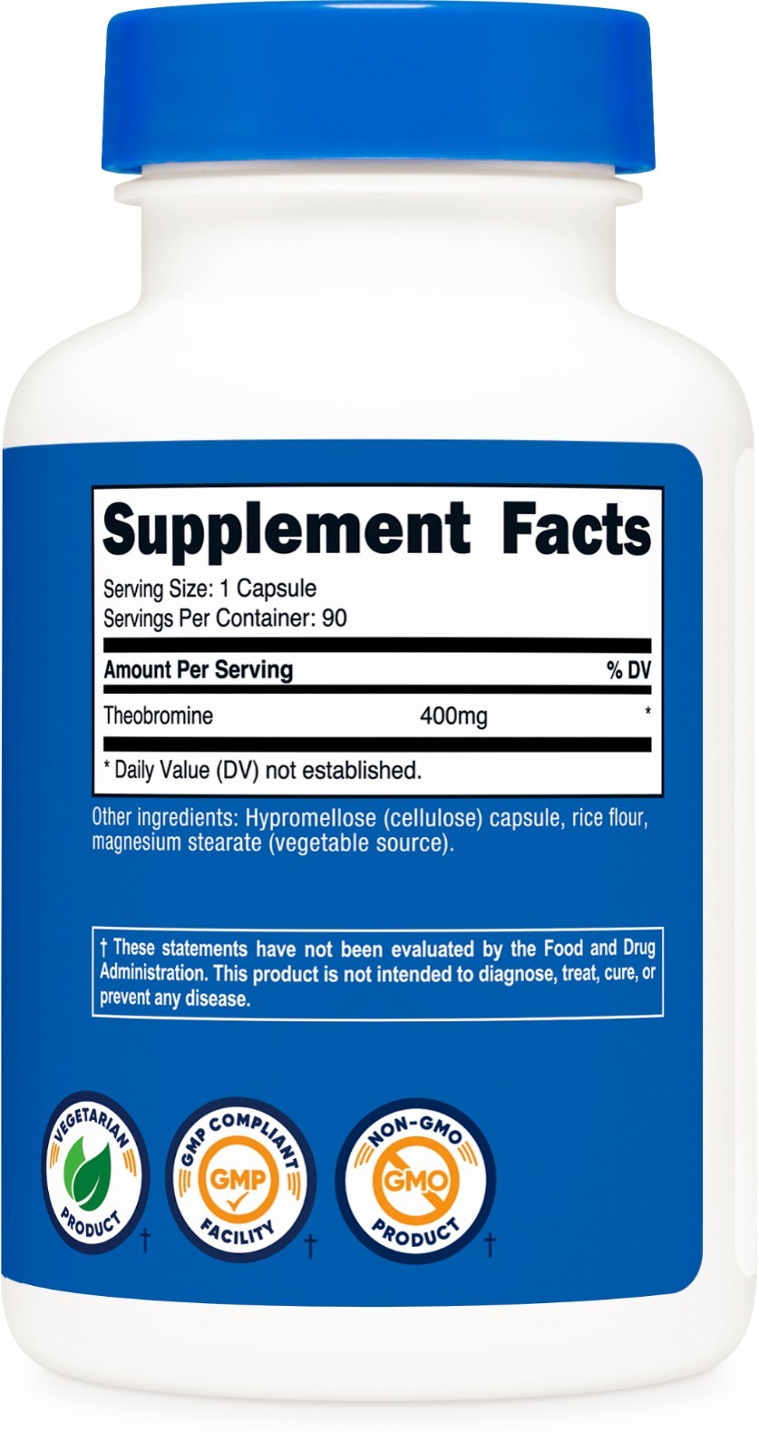 Nutricost Theobromine Capsules 400mg Per Serving (90 Vegetarian Capsules)