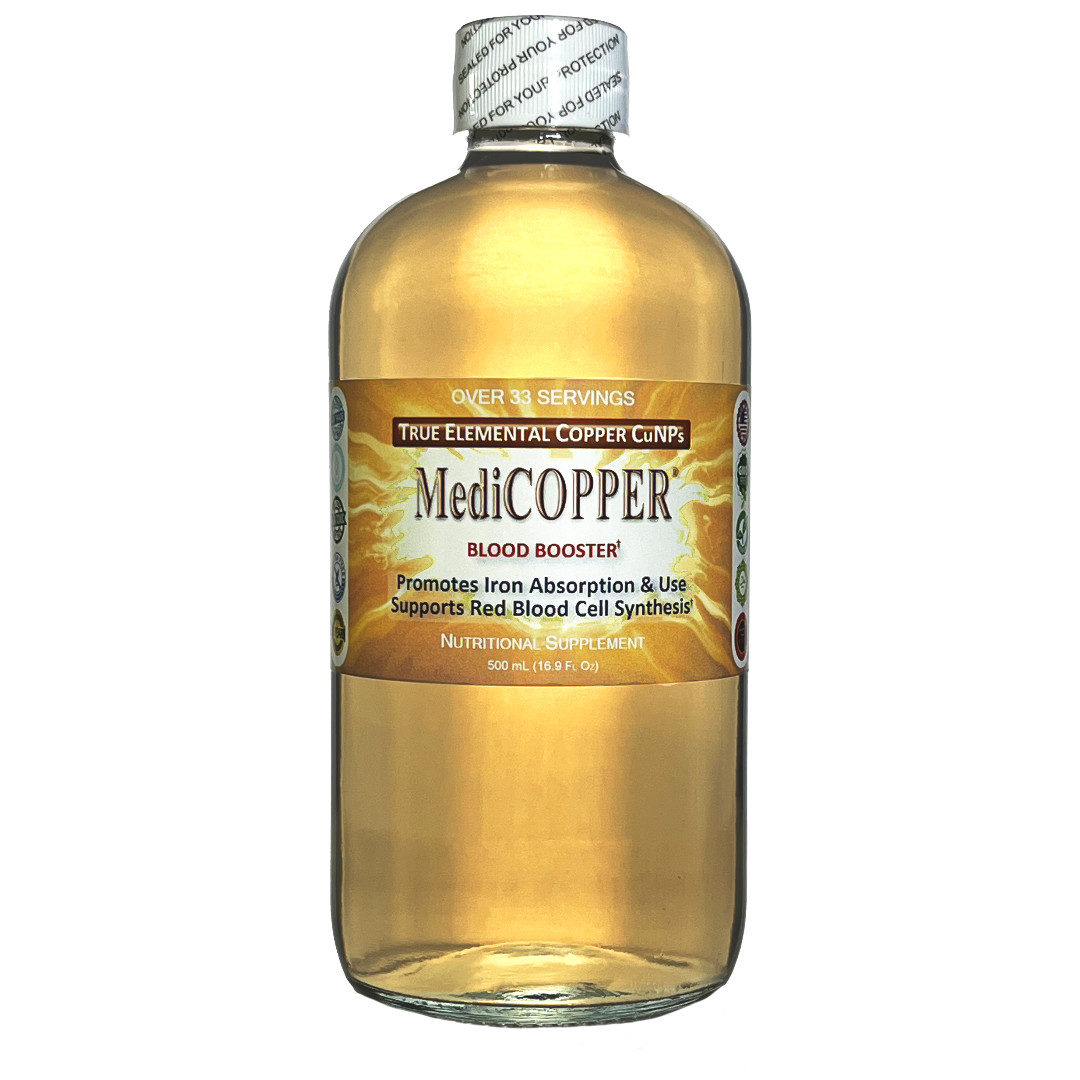 MediCOPPER® True Colloidal Copper Dietary Supplement – 500 mL in Glass Bottle