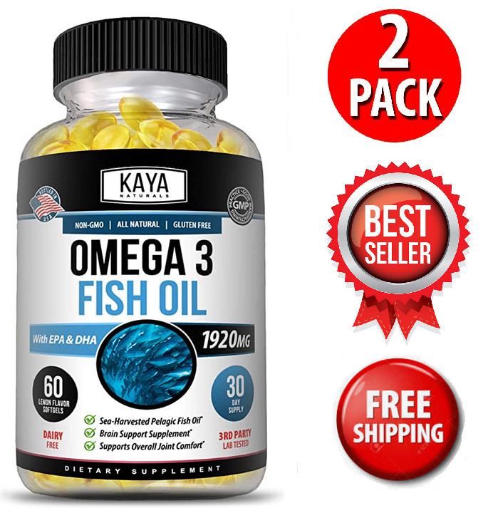 (2 Pack) Omega 3 Fish Oil, 60 Softgels, 100% Pure Sea-Harvested Pelagic Fish Oil