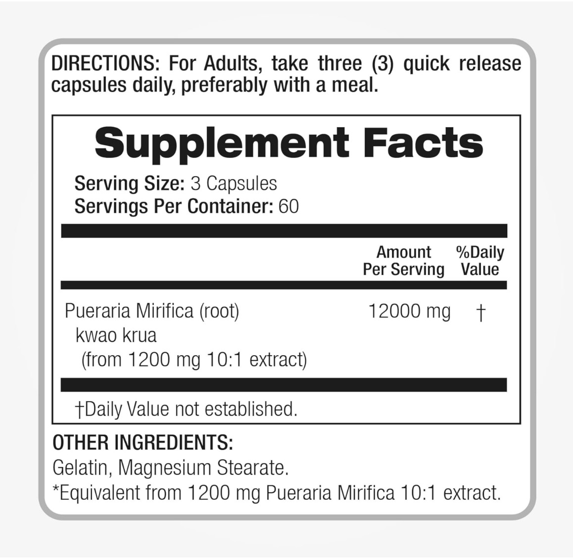Pueraria Mirifica Capsules 12000mg – Breast Enlargement Female Estrogen Balance