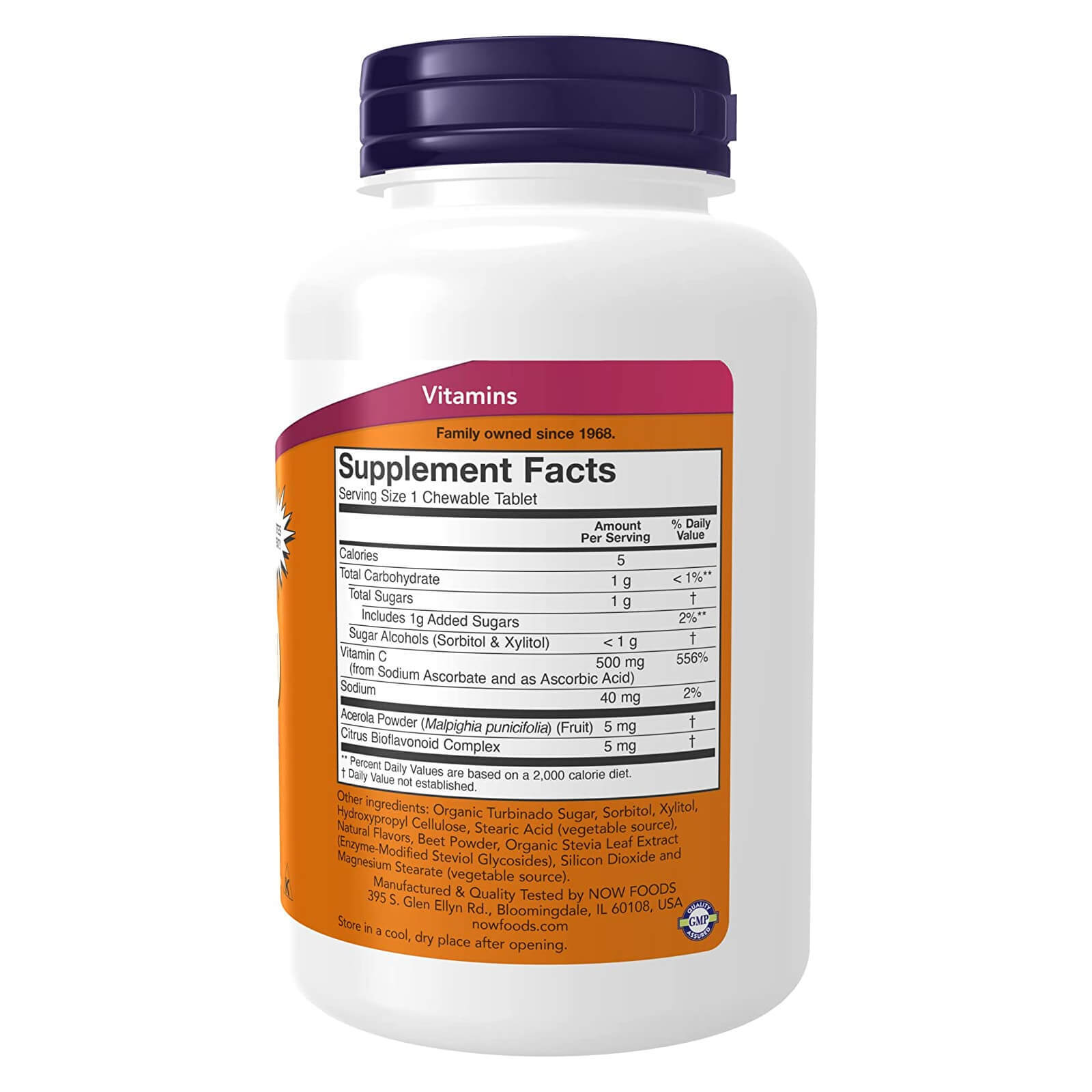 NOW FOODS Vitamin C-500 Cherry Chewable 100 Tablets