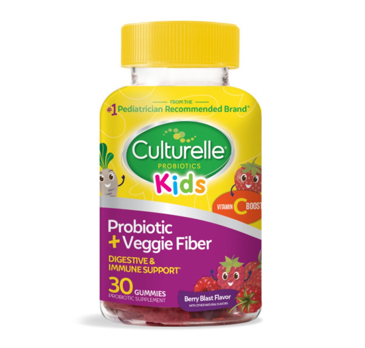 *03/2027* Culturelle Kids Probiotic + Gluten Free Veggie Fiber Gummies – Berry –