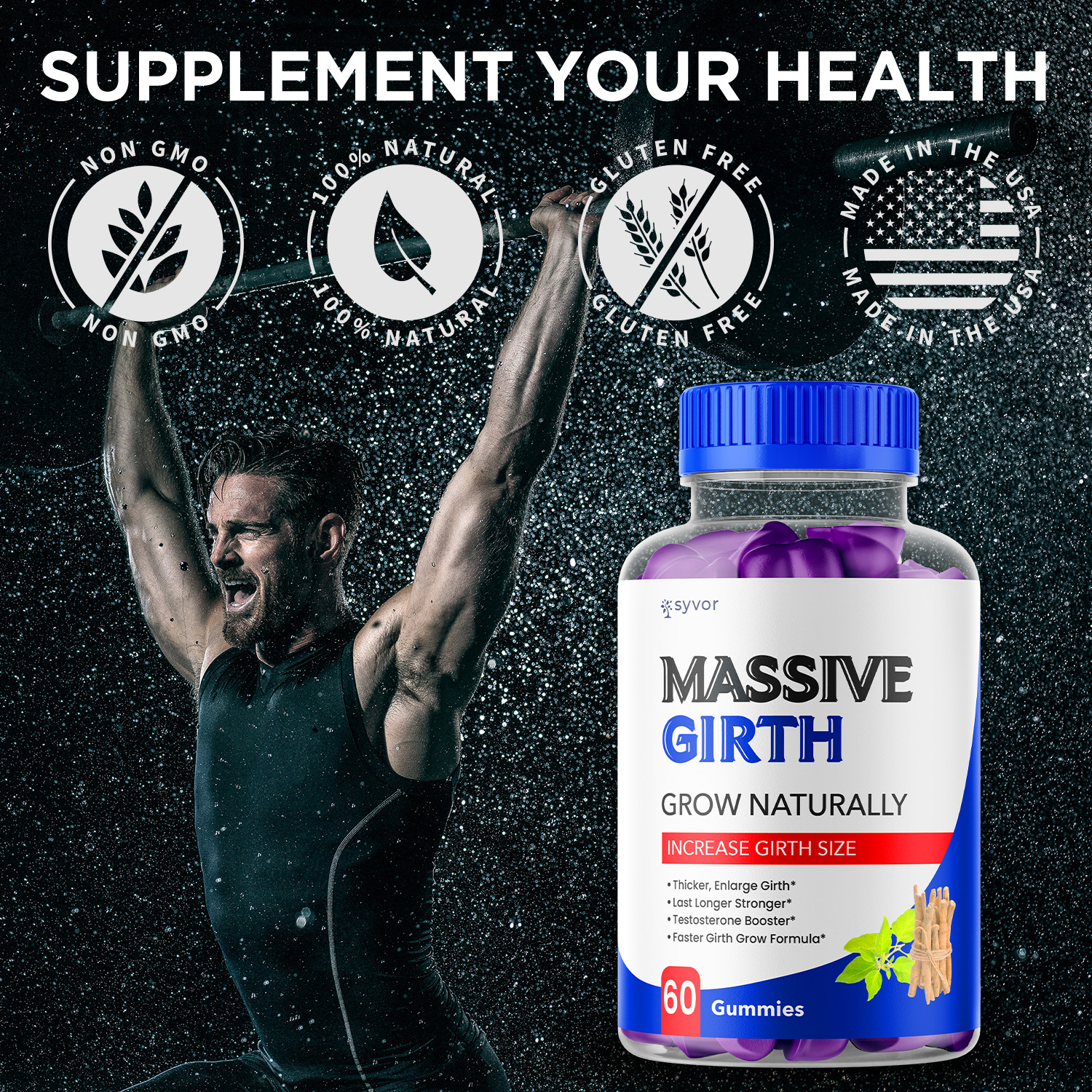 (2 Pack) Massive Girth Male Gumy Advanced Formula Vitamin Supplement 120 Gummies
