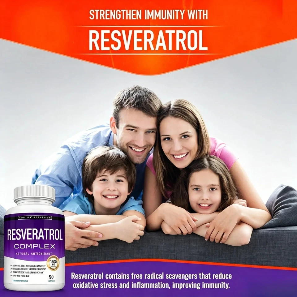 Resveratrol Supplement 1800mg –Antioxidant for Cellular Health & Anti-Aging