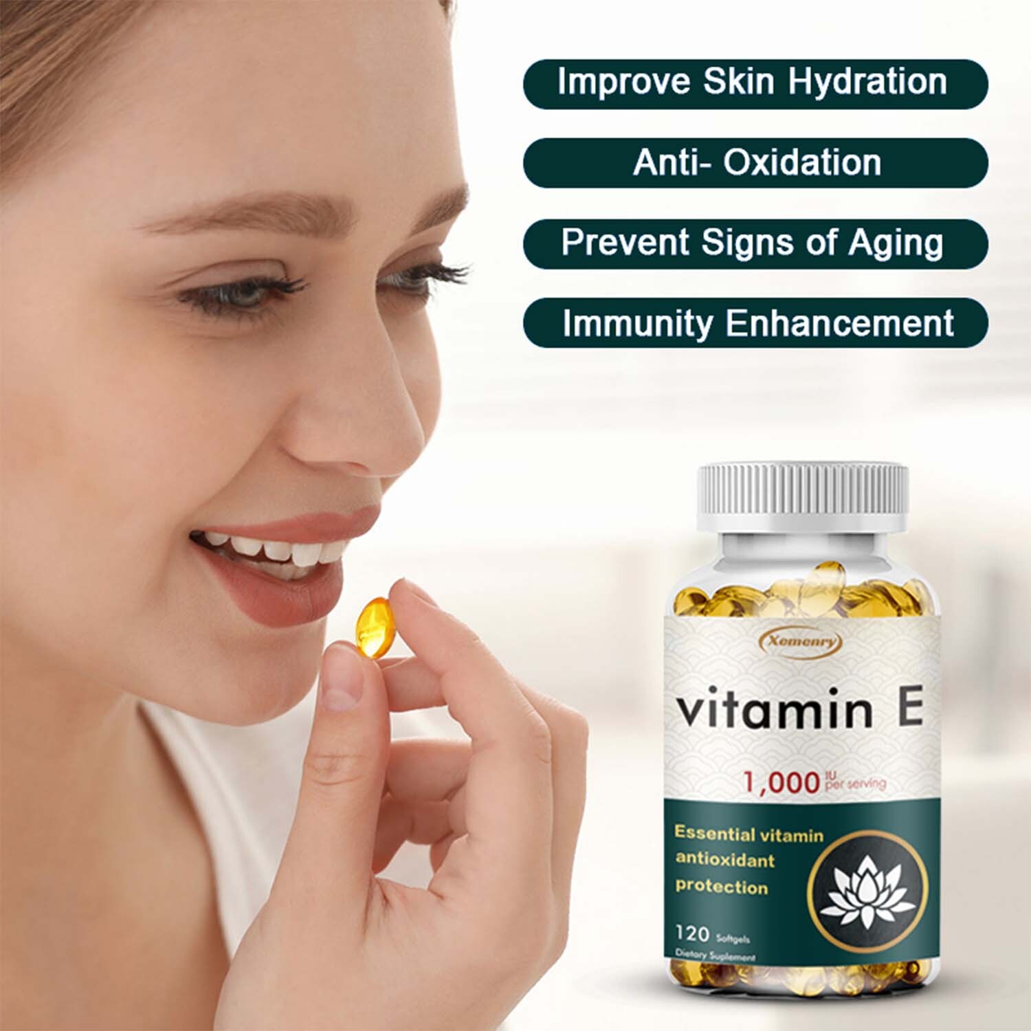 Vitamin E Capsules 1000IU – Anti-Aging, Antioxidant, Skin Care Immune Support
