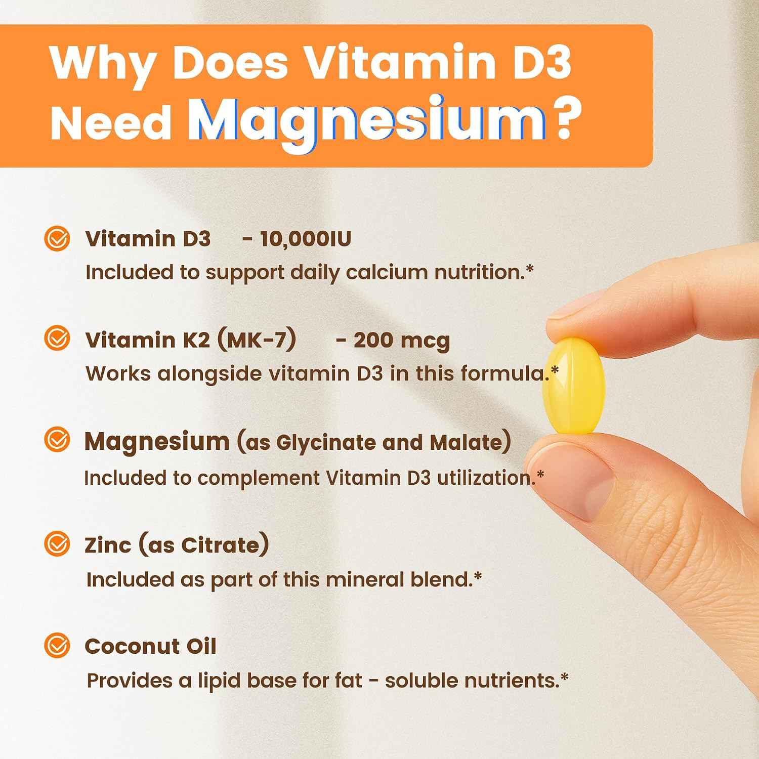 VEV Corefeel Vitamin D3 K2 10,000 IU Magnesium 300 Count (Pack of 1)