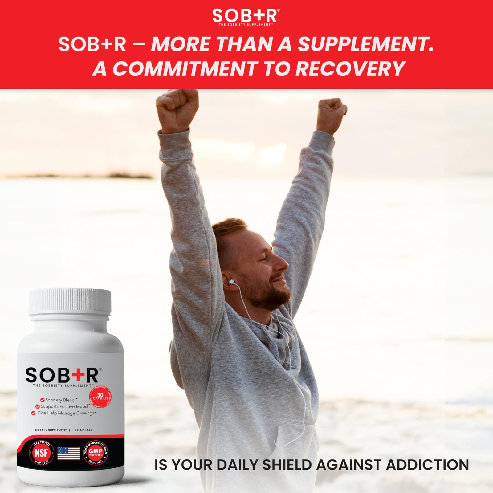 SOB+R Natural Drug Recovery Supplement Alcohol Craving Blocker Support Vegetaria