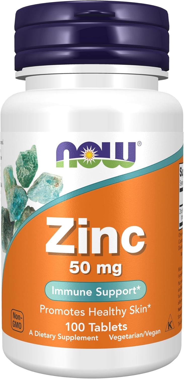 NOW Foods Zinc Gluconate, 50 mg, 100 Tablets